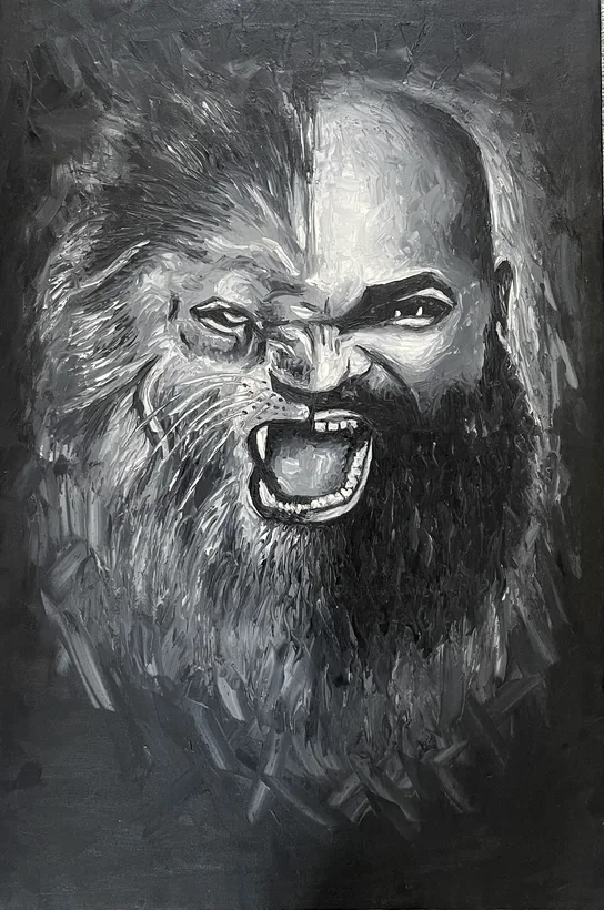Half Lion, painting by Wina Idoma